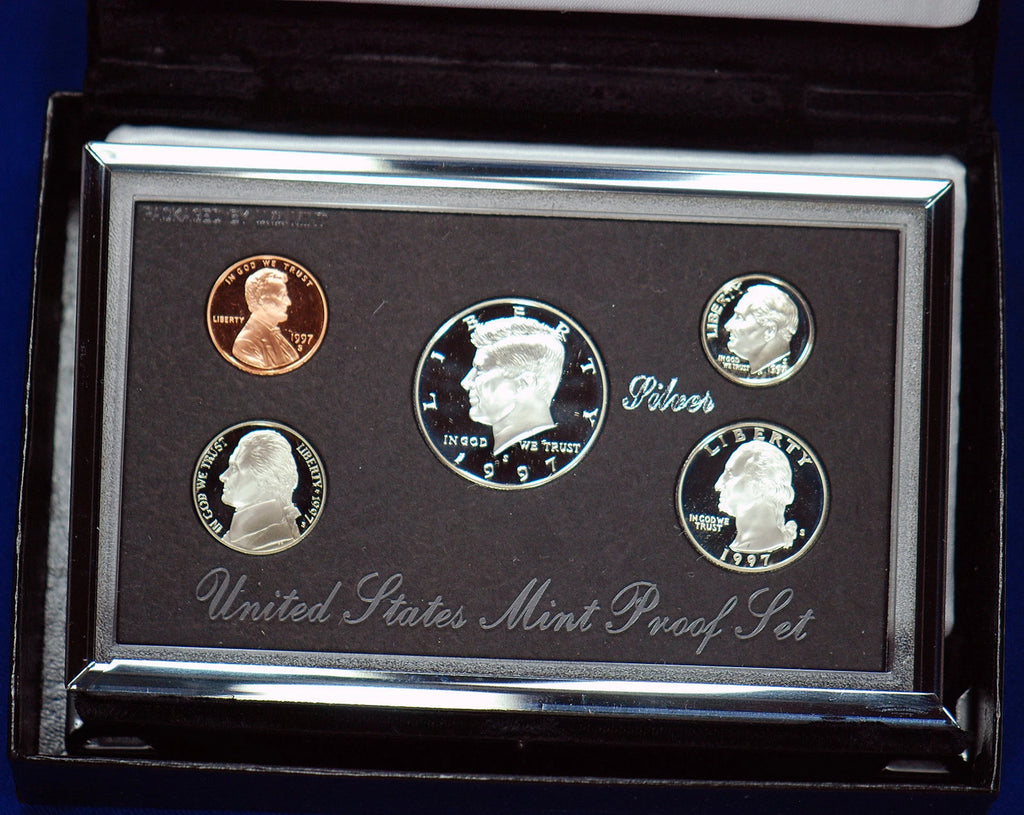 1997-S US Mint Premier Silver Proof Set 5 Coins with Custom Display Box & COA