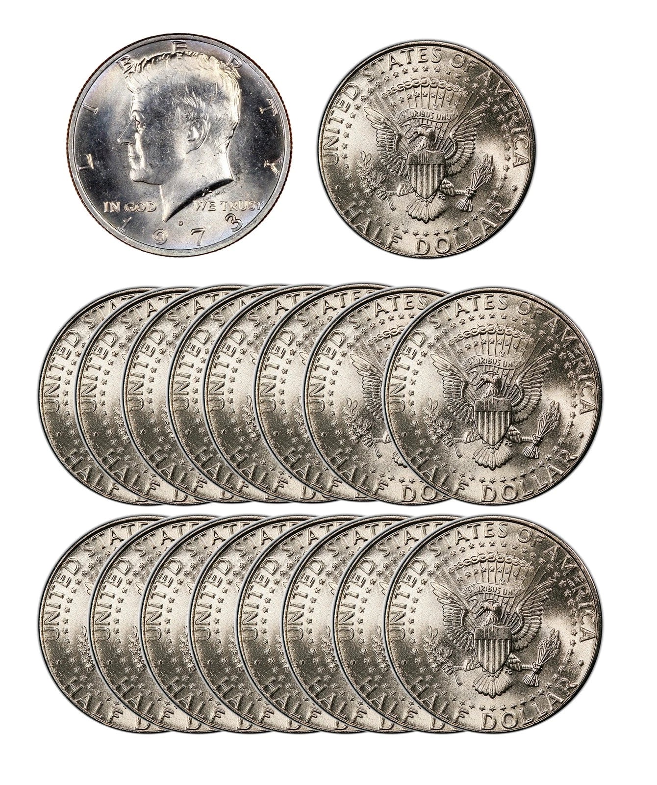 1973-D Kennedy Half Dollar 20-Coin BU Roll