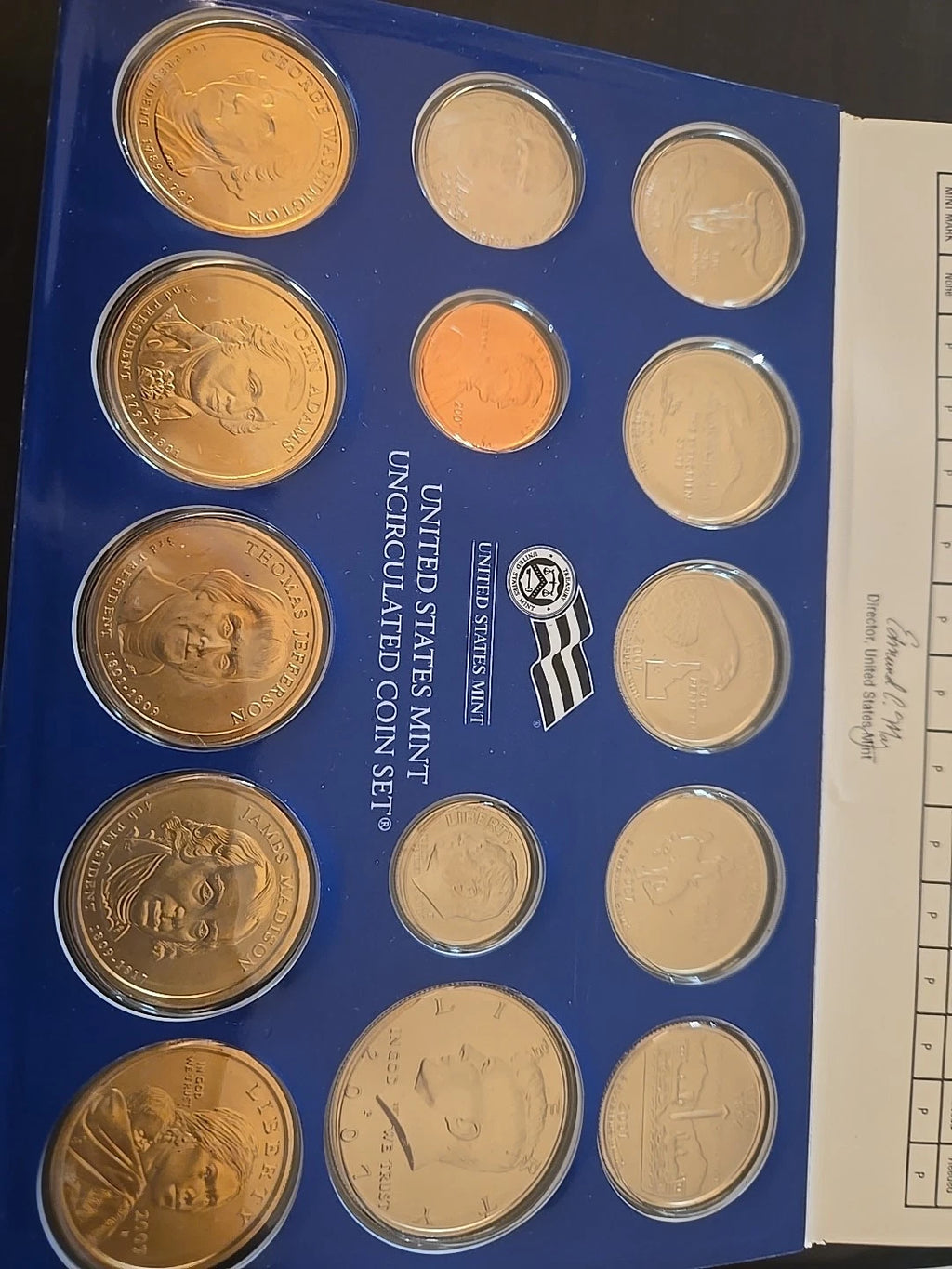 2007 P&D US Mint Uncirculated Set 28 Coins with COA