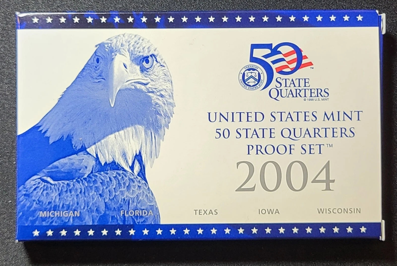 2004-S US Mint 50 State Quarters Proof Set 5 Coins with OGP & COA