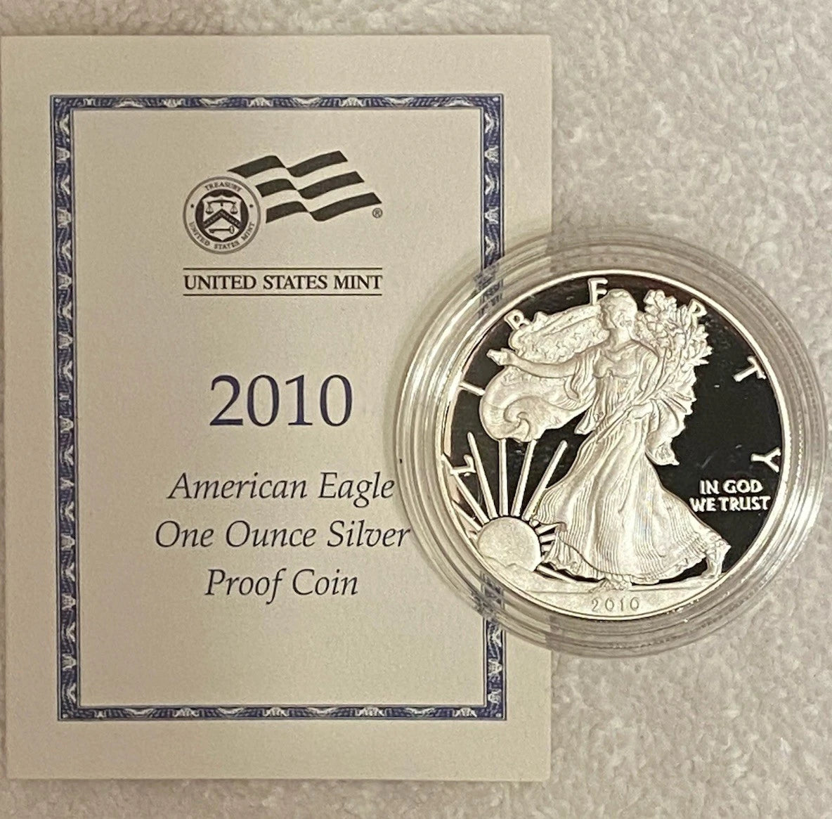 2010-W American Silver Eagle 1 oz Proof Silver Dollar Box & COA