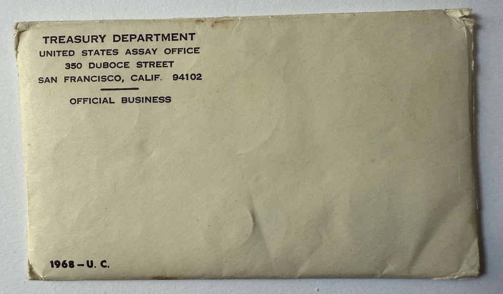 1968 P-D-S US Mint Uncirculated Set 10 Coins Envelope