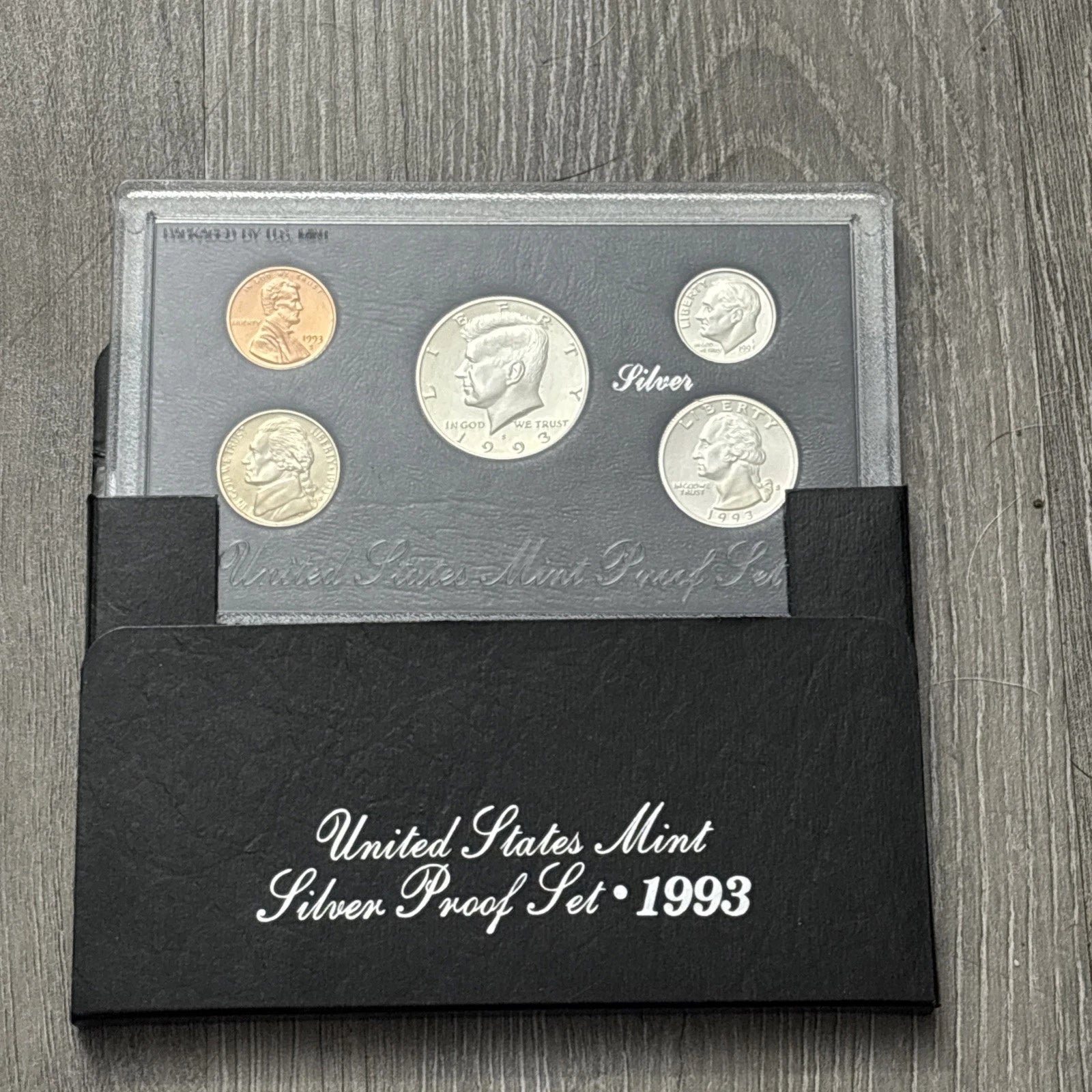 1993-S US Mint Silver Proof Set 5 Coins with Black Box & COA