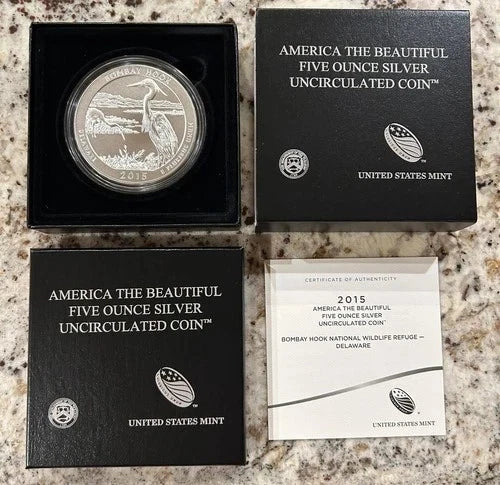 2015-P 5 oz .999 Fine Silver ATB Coin Bombay Hook National Wildlife Refuge